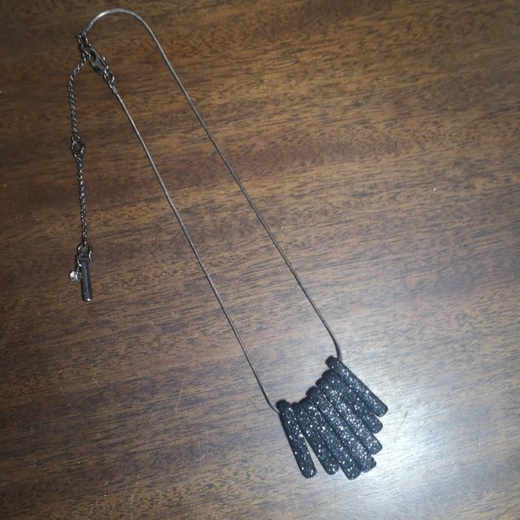 2/$40 Kenneth Cole Black Glitter Hematite Necklace - Picture 1 of 6
